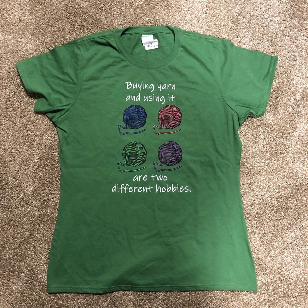 Yarn knitting crocheting parody t-shirt
